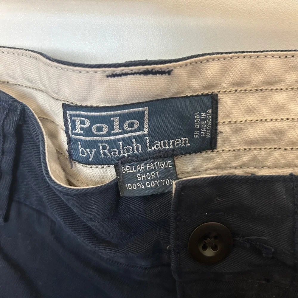 Vintage Y2k Ralph Lauren Polo Chinos 36 Navy Gellar Fatigue Cargo Shorts Utility